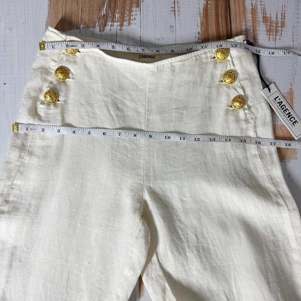 L’AGENCE Dee High Rise Sailor Linen Pants Bone color Size 25 - Picture 11 of 12